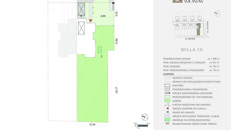 Rzut - Dom na sprzedaż 5 pokoi o powierzchni 160,2 m² - numer 1A w Solum Wilanów