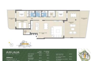 Rzut - Mieszkanie na sprzedaż 3 pokoje o powierzchni 192 m² - numer P1-P1-B w Aruna