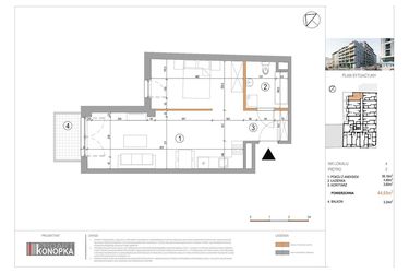 Rzut - Mieszkanie na sprzedaż 1 pokój o powierzchni 44,65 m² - numer A2/4 w 5th Avenue Apartments