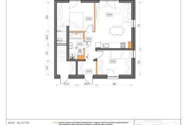 Rzut - Mieszkanie na sprzedaż 3 pokoje o powierzchni 55,6 m² - numer 14 w Małe Wilczyce etap 9