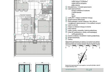 Rzut - Mieszkanie na sprzedaż 2 pokoje o powierzchni 42,84 m² - numer A.4.8 w Remedium