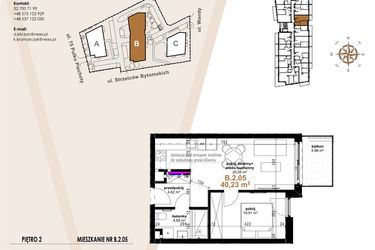 Rzut - Mieszkanie na sprzedaż 2 pokoje o powierzchni 40,23 m² - numer B.2.05 w Vanda Park