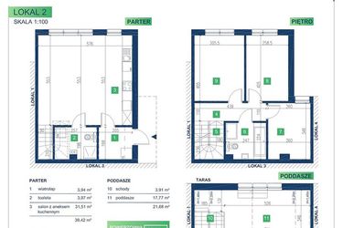 Rzut - Dom na sprzedaż 5 pokoi o powierzchni 105,95 m² - numer 2 w Vista Forest Stabłowice