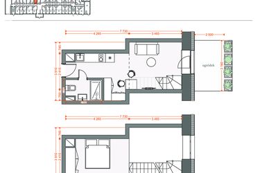 Rzut - Mieszkanie na sprzedaż 2 pokoje o powierzchni 36,67 m² - numer 7 w Legionów 102