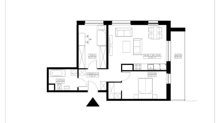 Rzut - Mieszkanie na sprzedaż 3 pokoje o powierzchni 59,19 m² - numer B5.7 w Stacja Augustów B
