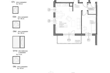 Rzut - Mieszkanie na sprzedaż 3 pokoje o powierzchni 61,12 m² - numer E.1.2.3 w Optima VII