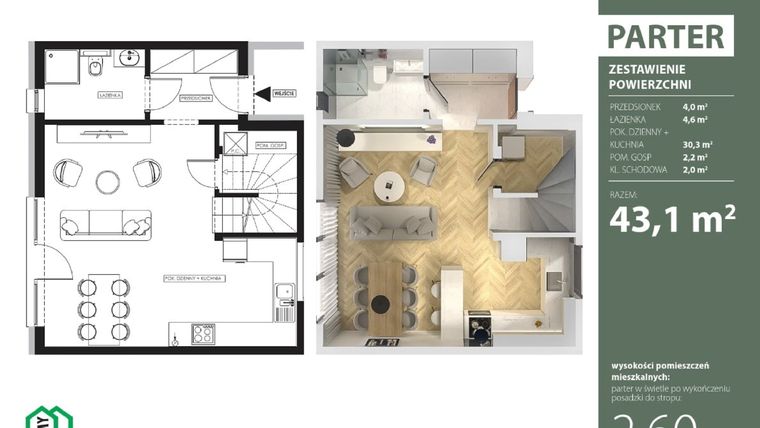 Rzut - Dom na sprzedaż 4 pokoje o powierzchni 87,37 m² - numer 35 w Osiedle Domy Rataja
