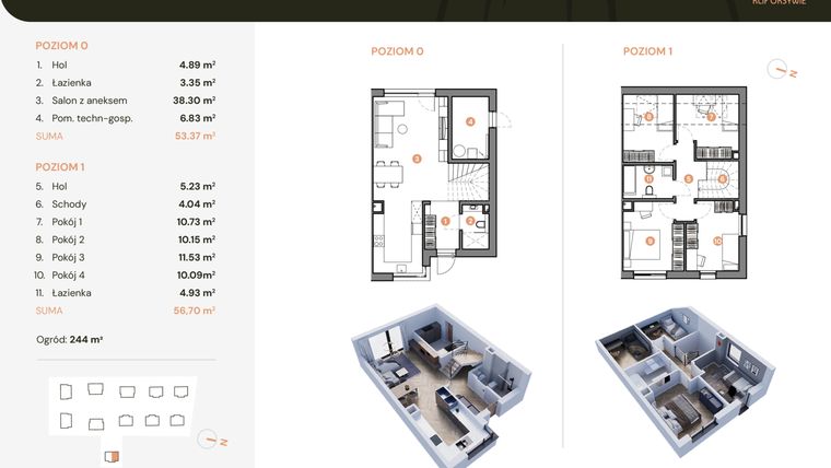 Rzut - Dom na sprzedaż 5 pokoi o powierzchni 110,15 m² - numer 11b w Klif Oksywie