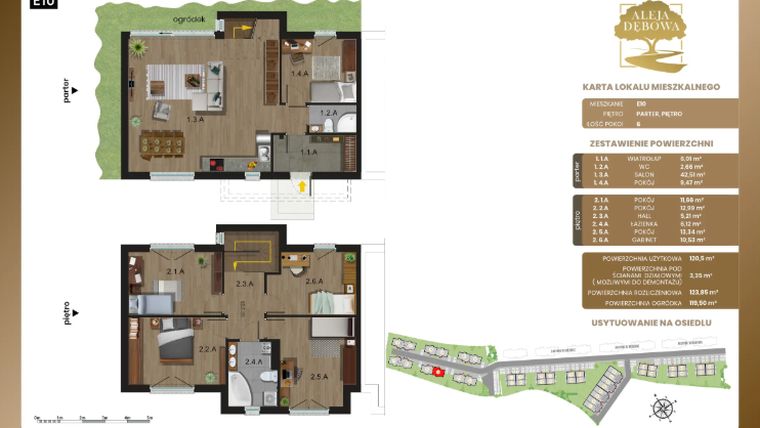 Rzut - Dom na sprzedaż 6 pokoi o powierzchni 123,93 m² - numer E10 w Aleja Dębowa III - domy