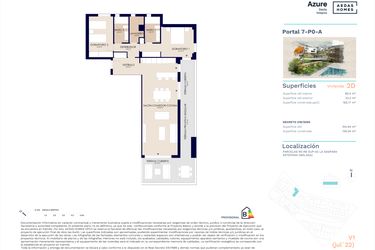 Rzut - Mieszkanie na sprzedaż 2 pokoje o powierzchni 93 m² - numer 7-PO-A w Zenity Azure
