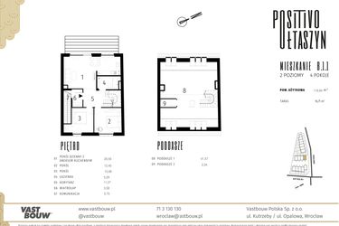 Rzut - Mieszkanie na sprzedaż 5 pokoi o powierzchni 119,84 m² - numer B.1.1 w Positivo Ołtaszyn