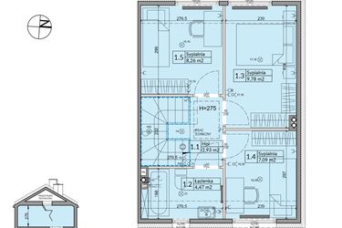 Rzut - Dom na sprzedaż 5 pokoi o powierzchni 72,7 m² - numer 20B w Osiedle Stokrotki etap 3