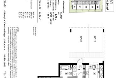 Rzut - Mieszkanie na sprzedaż 3 pokoje o powierzchni 64,56 m² - numer G1 w Złotno Residence