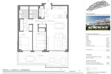 Rzut - Mieszkanie na sprzedaż 2 pokoje o powierzchni 97 m² - numer 1-1-B1 w Zenith Estepona