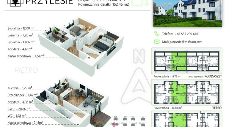 Rzut - Dom na sprzedaż 3 pokoje o powierzchni 96,48 m² - numer 157.2 w Osiedle Przylesie