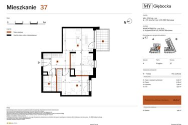 Rzut - Mieszkanie na sprzedaż 2 pokoje o powierzchni 45,25 m² - numer 37 w MY Głębocka
