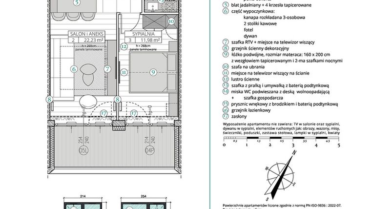 Rzut - Mieszkanie na sprzedaż 2 pokoje o powierzchni 42,84 m² - numer A.2.8 w Remedium
