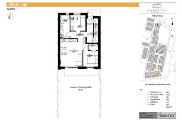 Rzut - Mieszkanie na sprzedaż 3 pokoje o powierzchni 50,42 m² - numer N5 w Villa Stoki (mieszkania)
