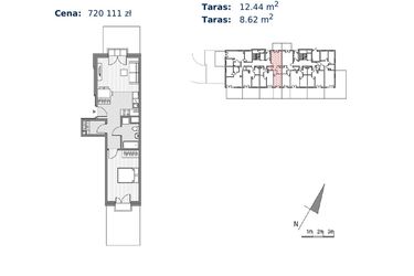 Rzut - Mieszkanie na sprzedaż 2 pokoje o powierzchni 45,29 m² - numer G.16 w Glogera bud. F i G