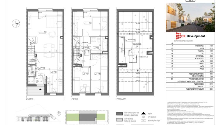 Rzut - Dom na sprzedaż 4 pokoje o powierzchni 86,95 m² - numer D.6 w Nova Wola Park