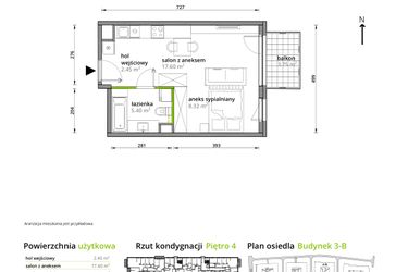 Rzut - Mieszkanie na sprzedaż 1 pokój o powierzchni 33,77 m² - numer B/042 w Aleje Praskie