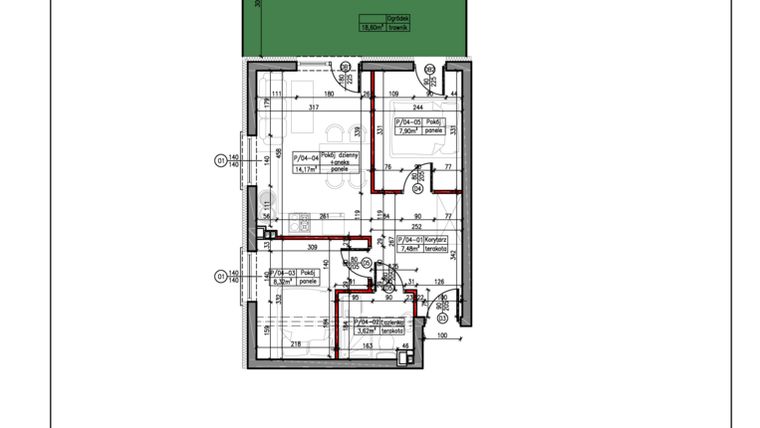 Rzut - Mieszkanie na sprzedaż 3 pokoje o powierzchni 41,49 m² - numer 4 w Janowska