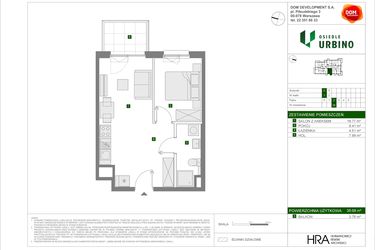 Rzut - Mieszkanie na sprzedaż 2 pokoje o powierzchni 38,68 m² - numer C20 w Osiedle Urbino etap 4.2