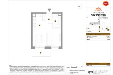 Rzut - Mieszkanie na sprzedaż 1 pokój o powierzchni 30,98 m² - numer 158 w Apartamenty nad Oławką etap II