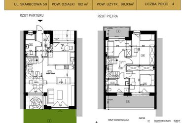 Rzut - Dom na sprzedaż 4 pokoje o powierzchni 98,93 m² - numer 59 w Osiedle Księżnej Dąbrówki - Skarbcowa