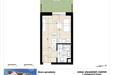 Rzut - Mieszkanie na sprzedaż 1 pokój o powierzchni 20,05 m² - numer B3/0/2 w Montano bud. B3 - apartamenty inwestycyjne