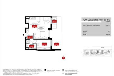 Rzut - Mieszkanie na sprzedaż 1 pokój o powierzchni 52,71 m² - numer WR1 3/0/4/1a w Przystań Reymonta