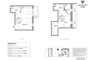 Rzut - Mieszkanie na sprzedaż 2 pokoje o powierzchni 53,63 m² - numer B16 w Wileńska Park