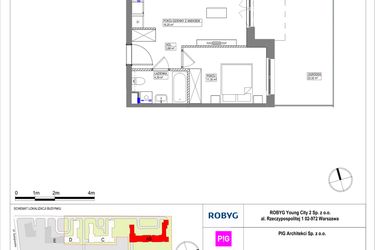 Rzut - Mieszkanie na sprzedaż 2 pokoje o powierzchni 37,88 m² - numer MLAAB/C/0/5 w Metro Life Apartamenty