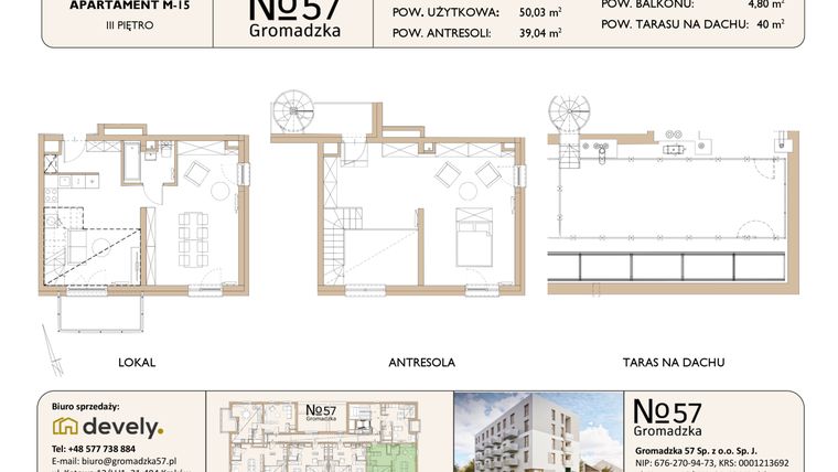 Rzut - Mieszkanie na sprzedaż 3 pokoje o powierzchni 89,07 m² - numer M-15 w Gromadzka 57