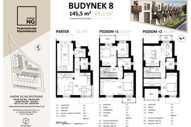 Rzut - Dom na sprzedaż 2 pokoje o powierzchni 145,3 m² - numer 8 w Powstańców Styczniowych