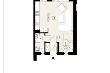 Rzut - Dom na sprzedaż 3 pokoje o powierzchni 69,03 m² - numer B1.A w Ametystowa Park