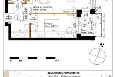 Rzut - Mieszkanie na sprzedaż 2 pokoje o powierzchni 47,27 m² - numer M06 w Srebrzyńska Park IV