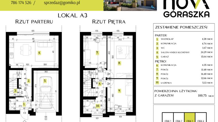 Rzut - Mieszkanie na sprzedaż 4 pokoje o powierzchni 147,9 m² - numer A3 w Nova Góraszka
