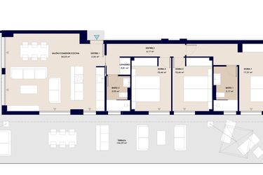 Rzut - Mieszkanie na sprzedaż 4 pokoje o powierzchni 91 m² - numer 3 w Almerimar