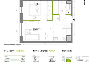 Rzut - Mieszkanie na sprzedaż 2 pokoje o powierzchni 34,02 m² - numer A.4.3 w Żywiecka Vita