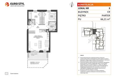 Rzut - Mieszkanie na sprzedaż 3 pokoje o powierzchni 66,21 m² - numer C9.3 w Konstelacja etap V