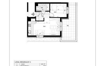 Rzut - Mieszkanie na sprzedaż 2 pokoje o powierzchni 42,18 m² - numer C1.4 w Centralna 51C