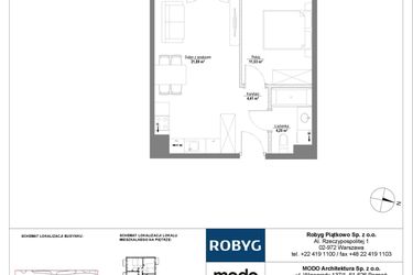 Rzut - Mieszkanie na sprzedaż 2 pokoje o powierzchni 42,03 m² - numer 5M11 w Początek Piątkowo bud. F