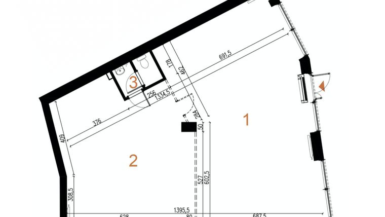 Rzut - Lokal użytkowy na sprzedaż 1 pokój o powierzchni 142,22 m² - numer U3 w Odrzańskie Bulvary