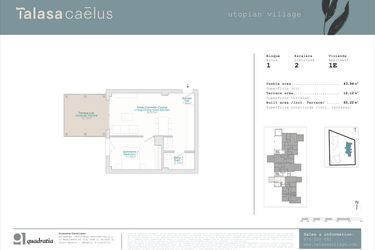 Rzut - Mieszkanie na sprzedaż 1 pokój o powierzchni 43 m² - numer 1.1E w Talasa Caelus -  Denia