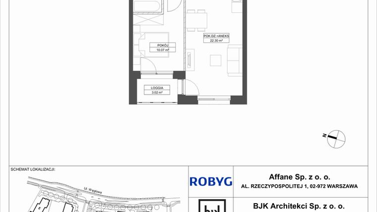 Rzut - Mieszkanie na sprzedaż 2 pokoje o powierzchni 40,68 m² - numer A.7M01 w WENDY