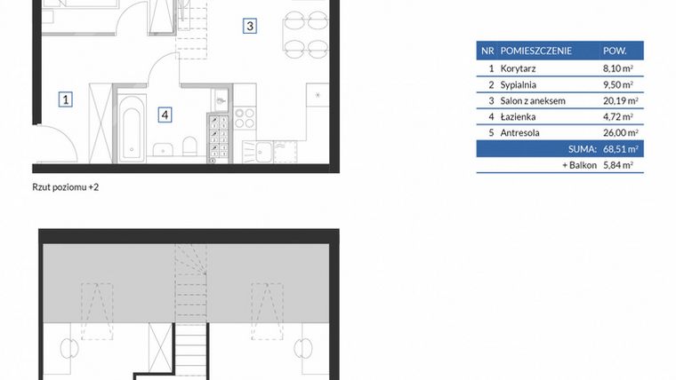 Rzut - Mieszkanie na sprzedaż 2 pokoje o powierzchni 68,51 m² - numer 7C11 w Osiedle Krzeptów VII