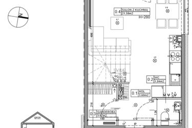 Rzut - Dom na sprzedaż 3 pokoje o powierzchni 64,87 m² - numer 1 w Zielone Ogrody etap II