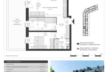 Rzut - Mieszkanie na sprzedaż 3 pokoje o powierzchni 55,45 m² - numer 91 w Ignatki Forest etap II