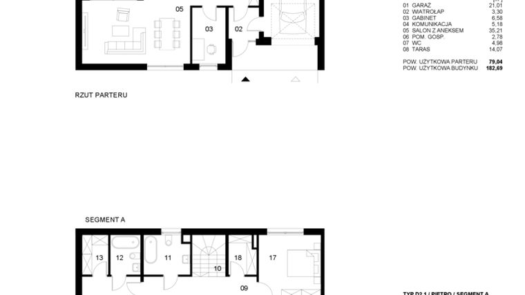 Rzut - Dom na sprzedaż 4 pokoje o powierzchni 182,69 m² - numer 22 [D2sB] w Nowe Planty